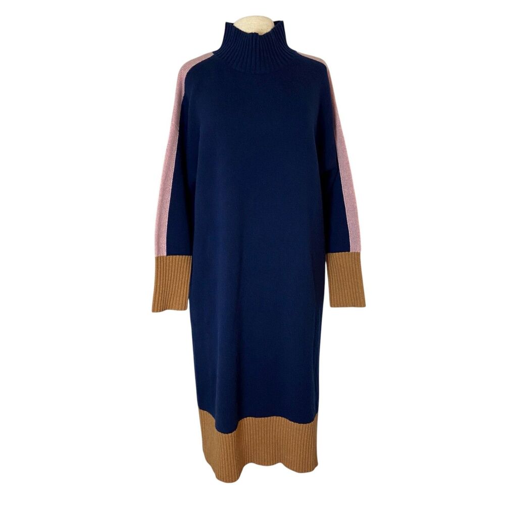 Boden Navy and Pink Long Sleeve Dress